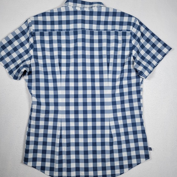 Mizzen + Main Leeward Trim Fit Short Sleeve Button Blue Print Men's Large - Picture 8 of 9